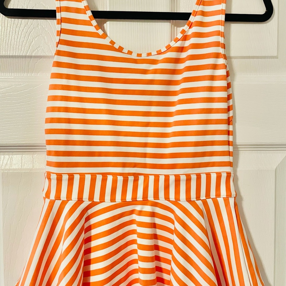 NWOT BEBE Orange&White Stripes Peplum Tank Top S/P